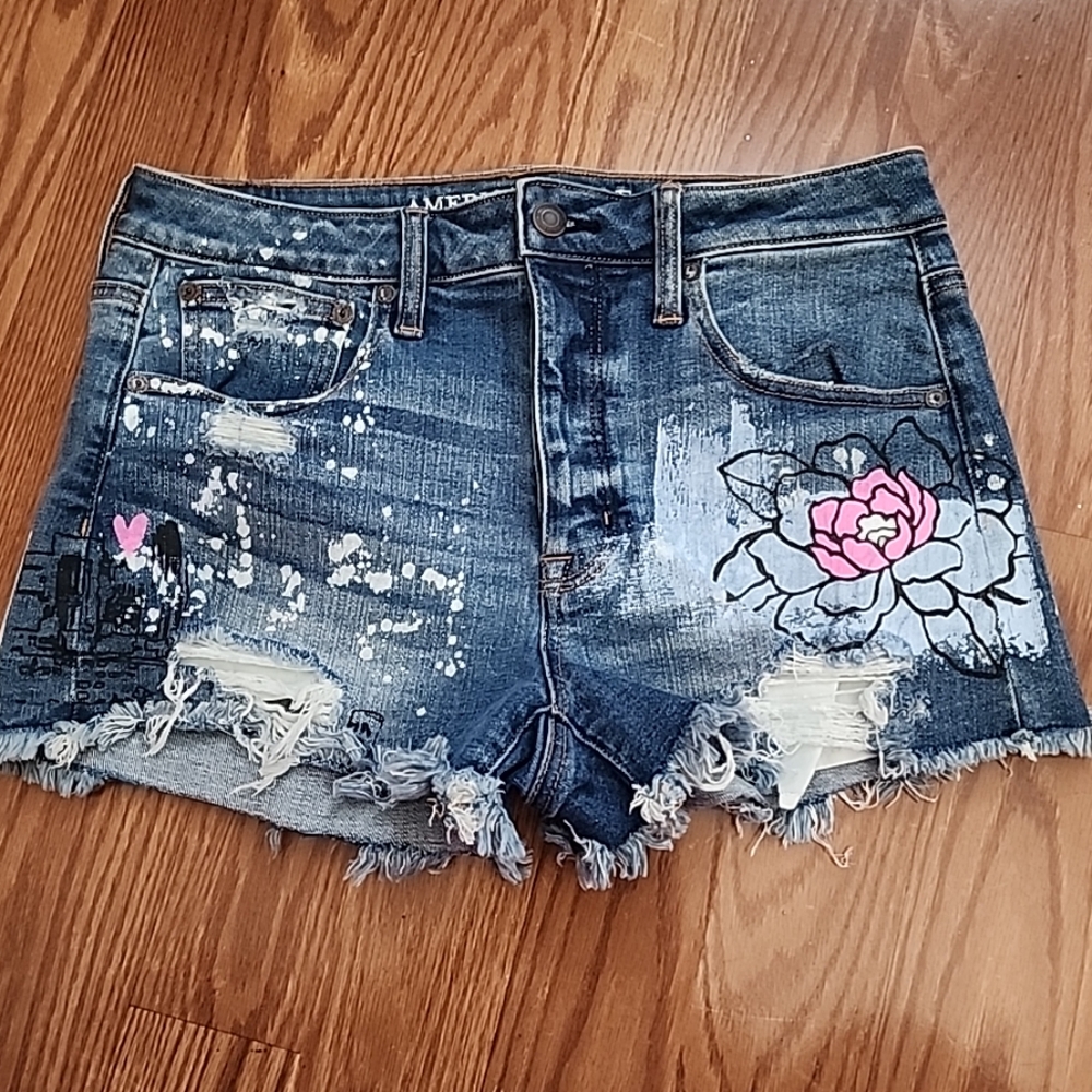 American Eagle Outfitters vintage hi-rise festival shorts 8 painted Hard to find